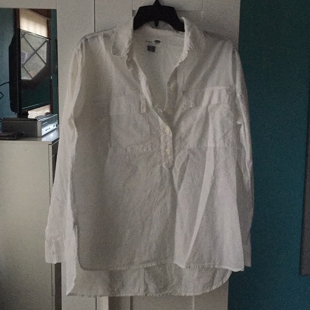 White half button down shirt